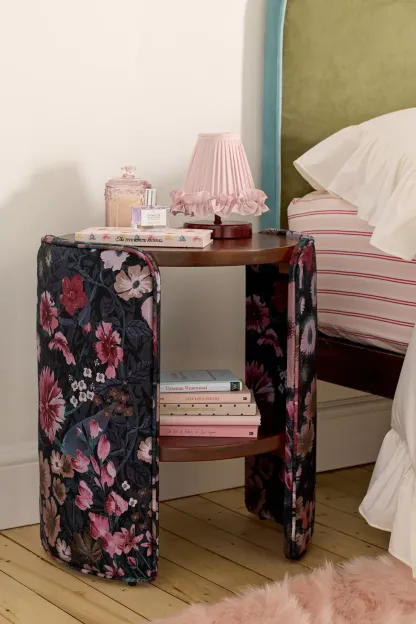 Jane Round Upholstered Storage Nightstand - Moody Floral