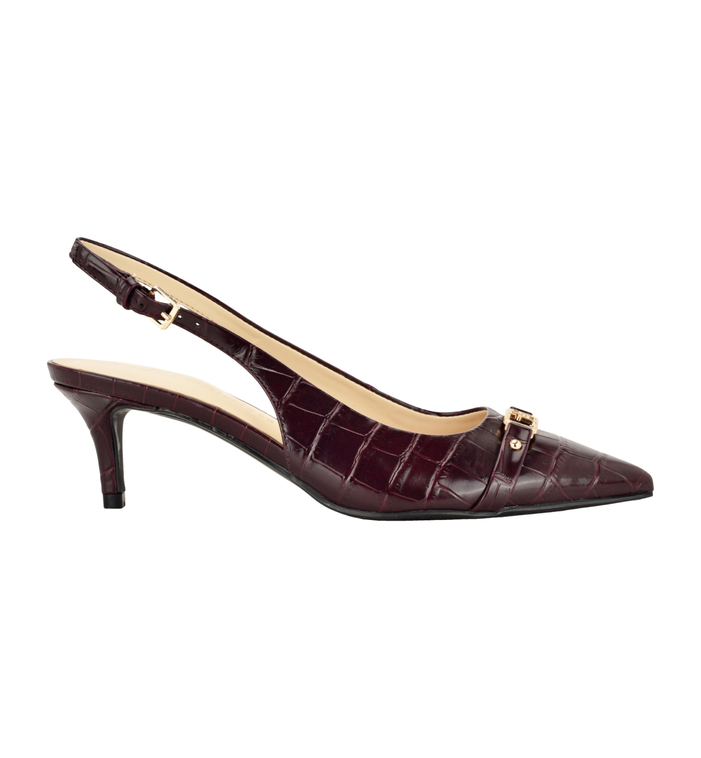 Tommy Hilfiger Women's Totale Kitten Heel Slingback Dress Pumps - Dark Red Croco