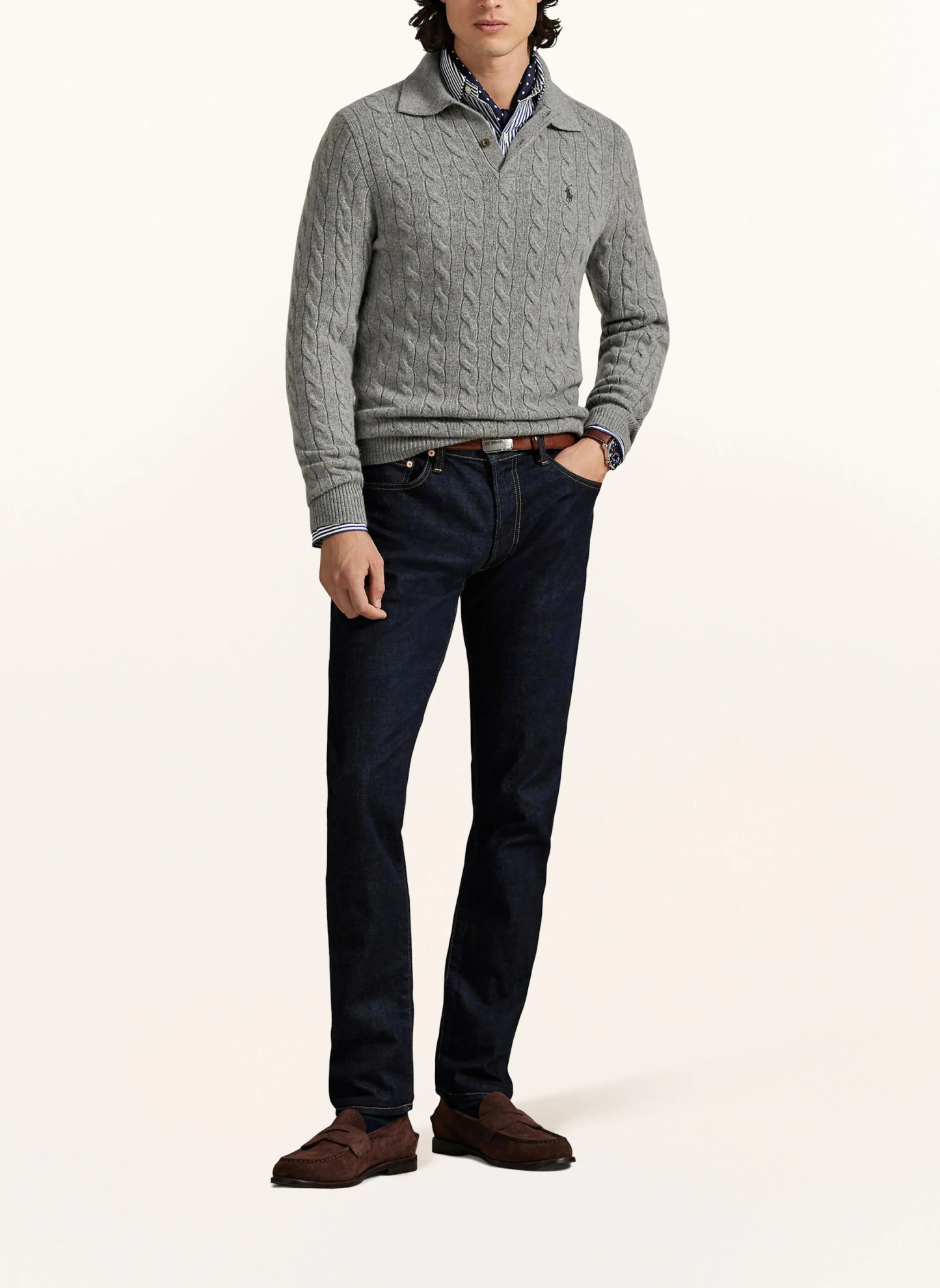 POLO RALPH LAUREN Strick-Poloshirt – GRAU