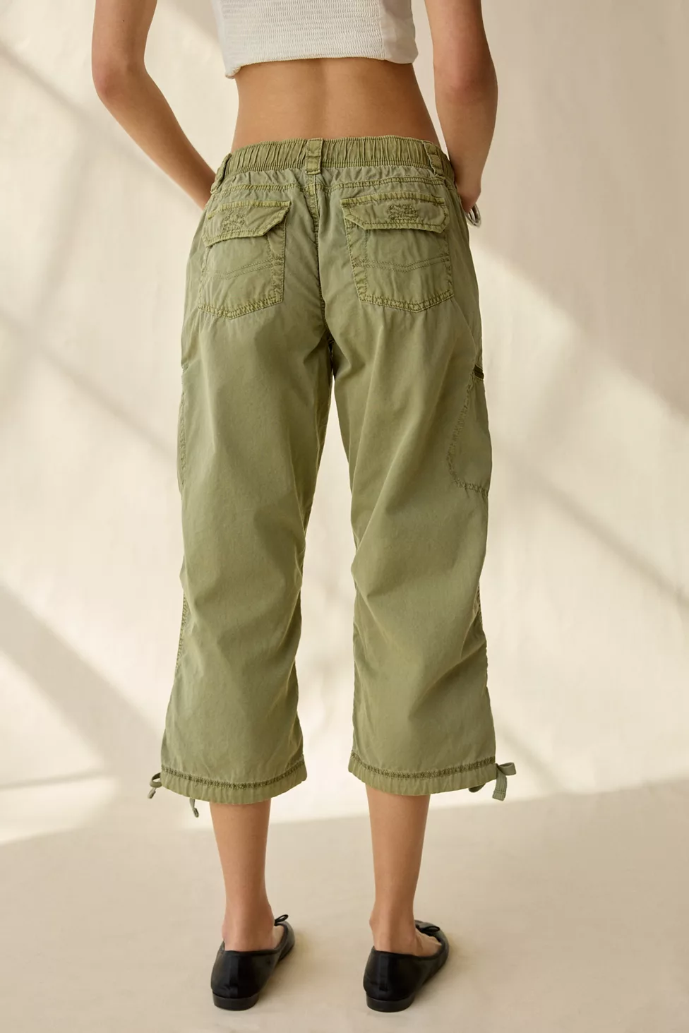 BDG Sidekick Crop Cotton Utility Pants - Olive