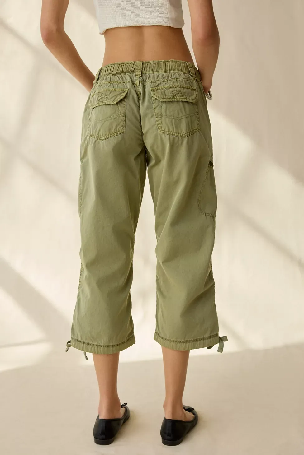 BDG Sidekick Crop Cotton Utility Pants - Olive