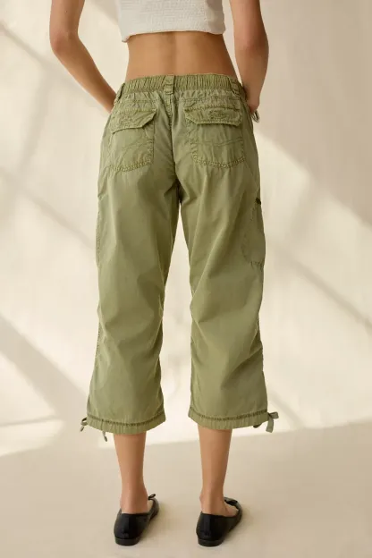 BDG Sidekick Crop Cotton Utility Pants - Olive