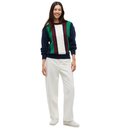 Tommy Hilfiger Women's American Icons Stripe Cable-Knit Crewneck Sweater, Macy's Exclusive - Hampton Bay Stripe