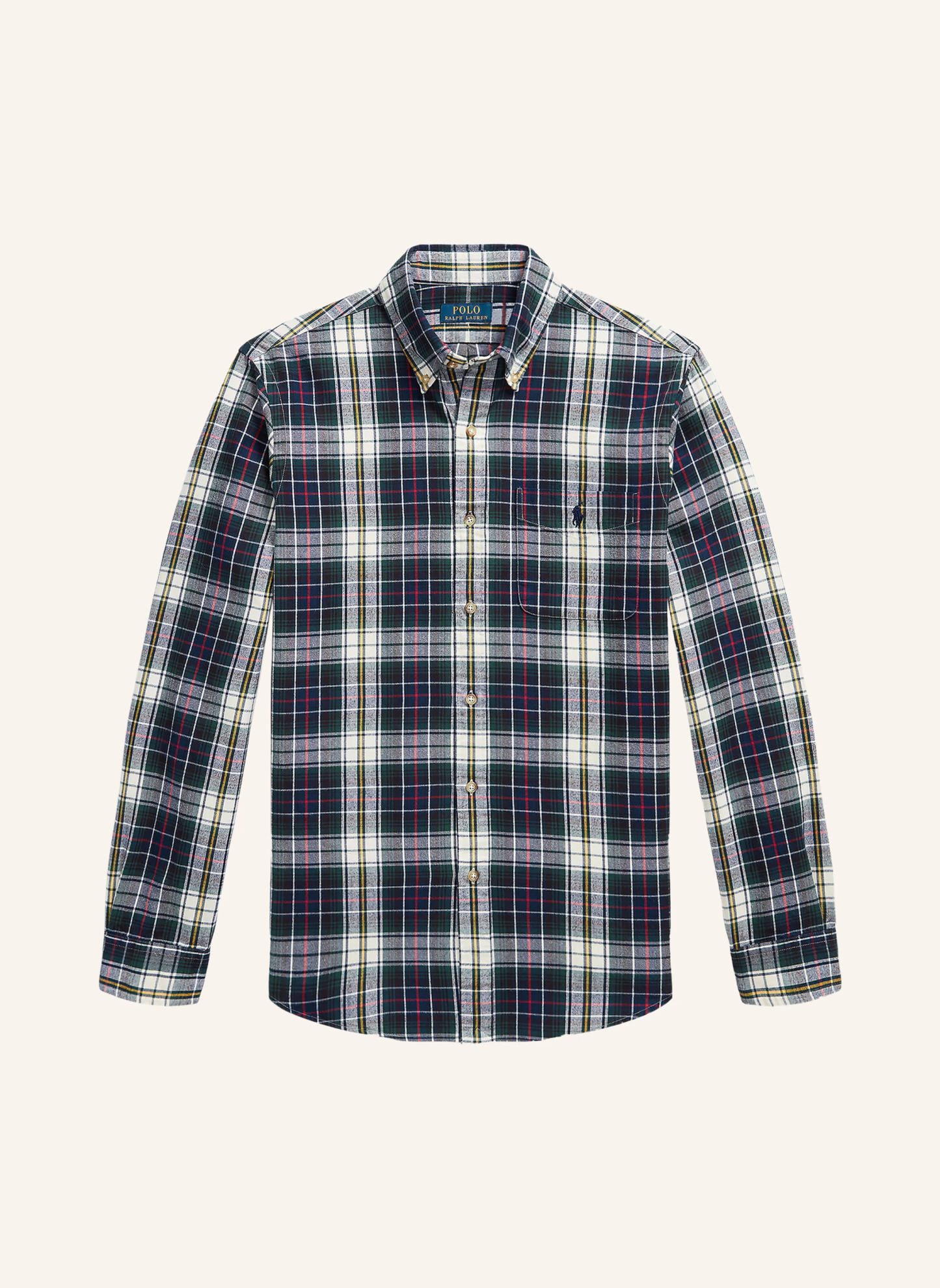 POLO RALPH LAUREN Hemd Custom Fit – DUNKELBLAU / ECRU / ROT