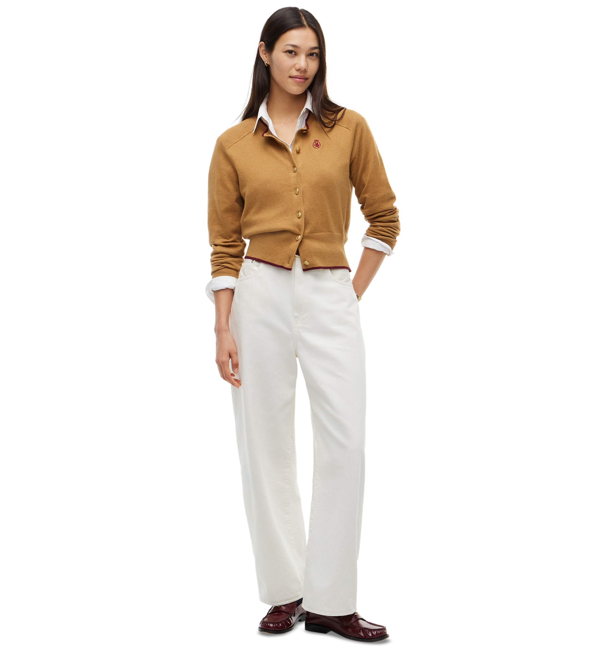 Tommy Hilfiger Women's American Icons Crewneck Cardigan, Macy's Exclusive - Sahara