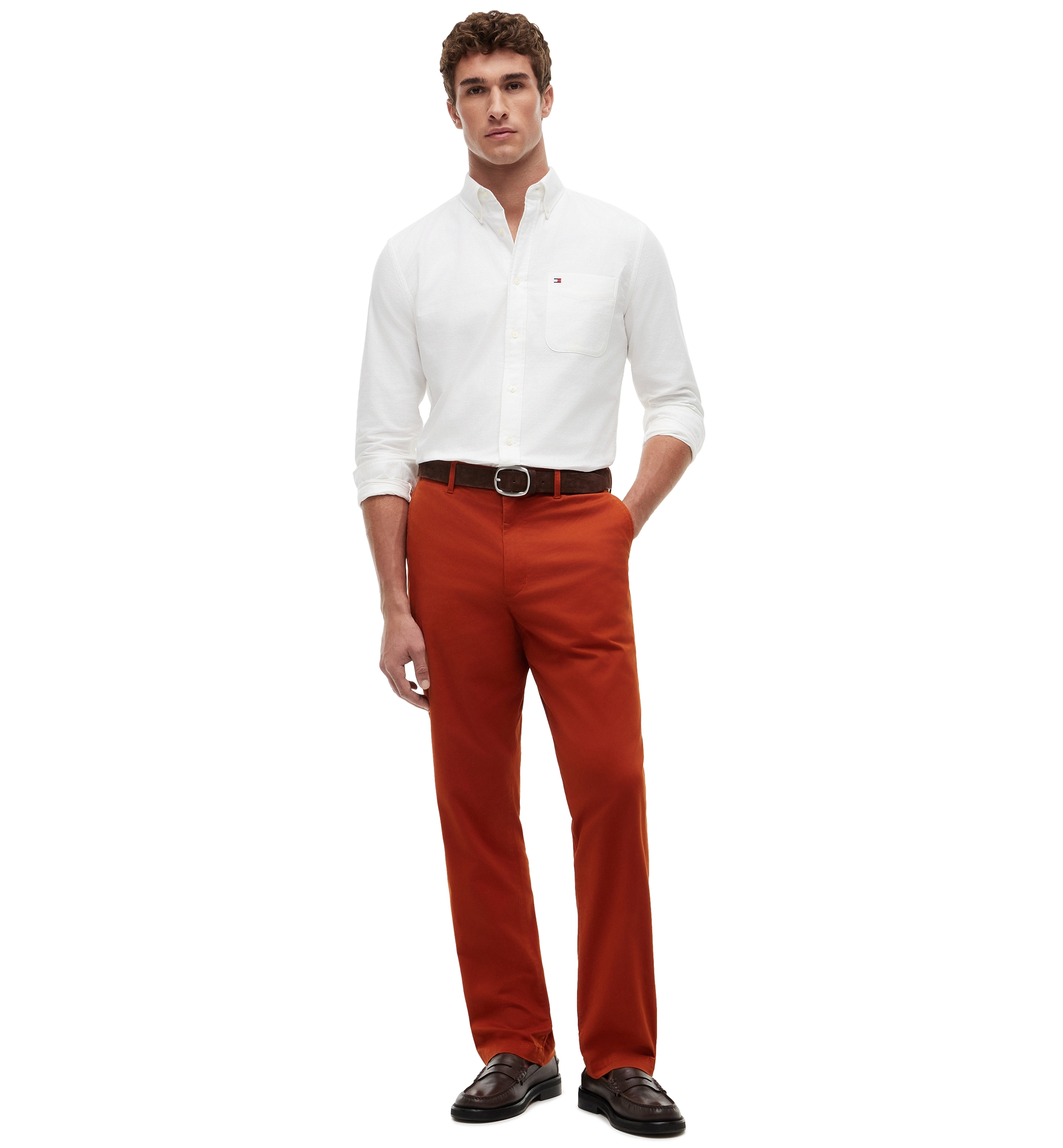 Tommy Hilfiger Men's Regular-Straight Fit Stretch Chino Pants - Rusty Ochre