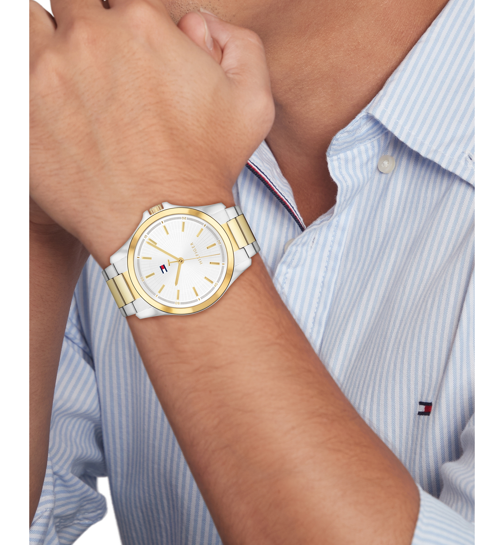 Tommy Hilfiger Men's Quartz Two Tone Stainless Steel Bracelet Watch, 42mm - Two Tone