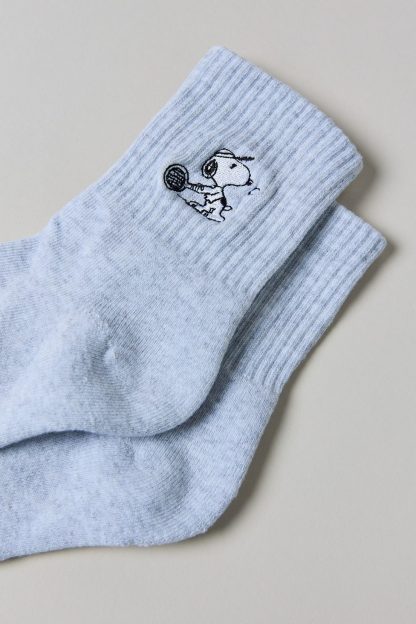 Peanuts Snoopy Icon Quarter Crew Socks - Grey