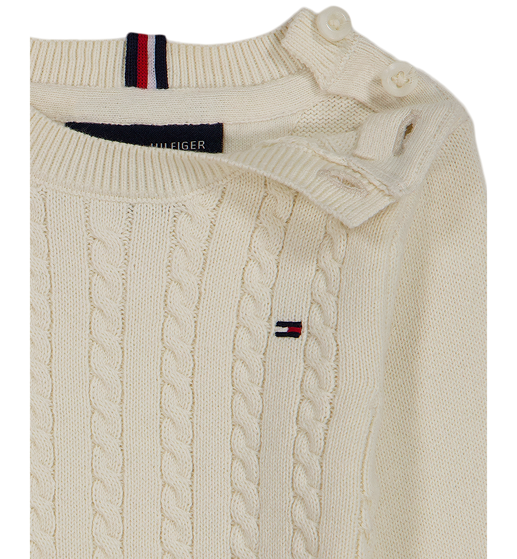 Tommy Hilfiger Baby Boys' Cable-Knit Long-Sleeve Coverall and Hat, 2-Piece Set - Cream