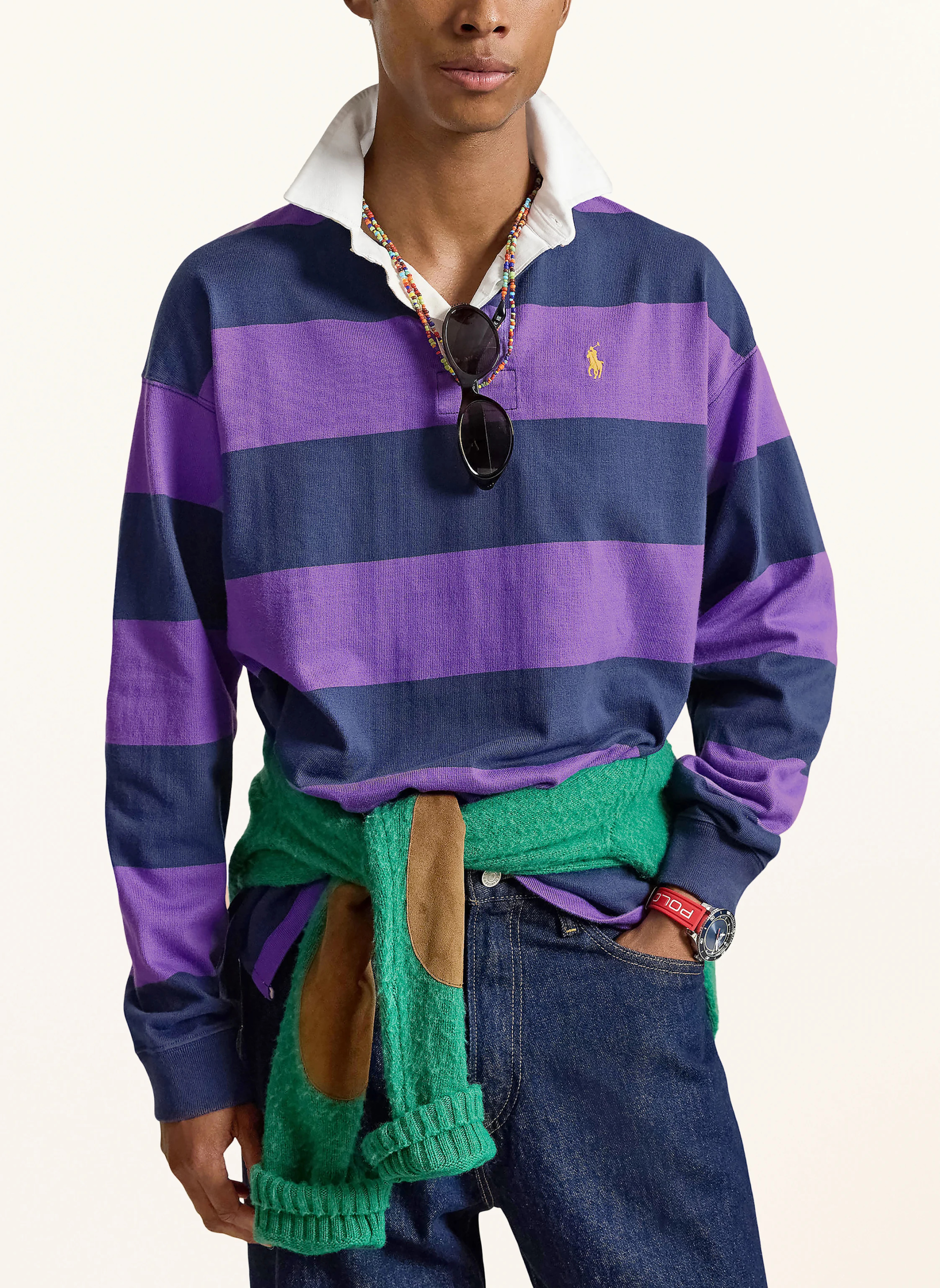 POLO RALPH LAUREN Rugbyshirt – DUNKELBLAU / LILA / WEISS