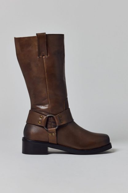UO Moto Harness Boots - Brown Distressed