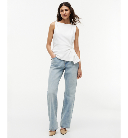 Tommy Hilfiger Women's Interlock Knot Sleeveless Cotton Top - Ecru