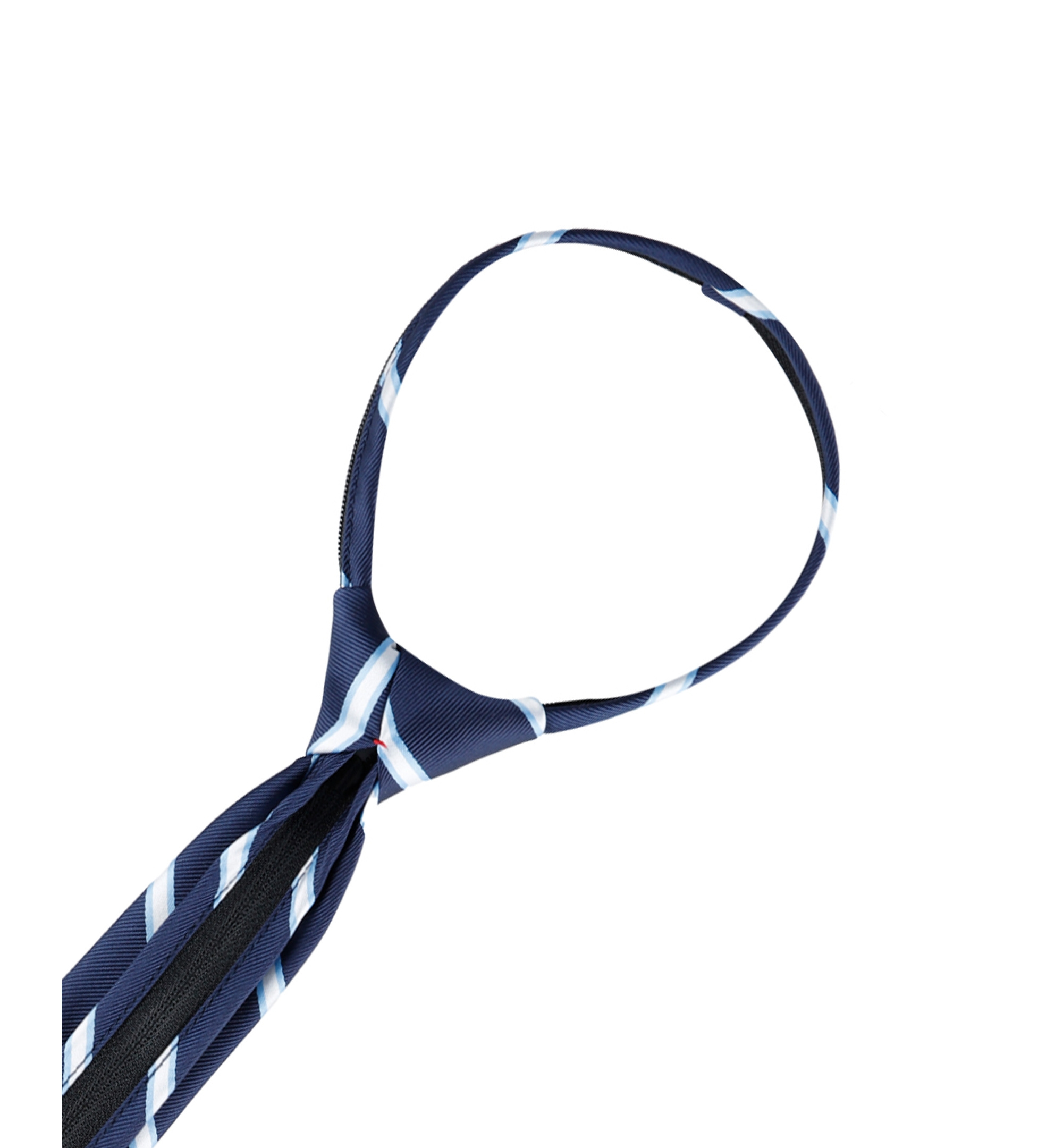 Tommy Hilfiger Boys Striped Pre-Tied Zipper Tie - Navy Blue