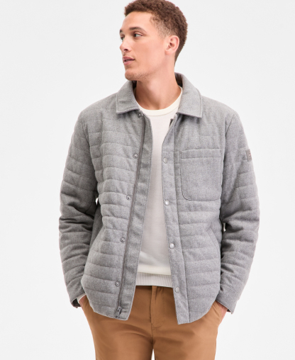 Tommy Hilfiger Men's Quilted Shirt Jacket - Heather Grey