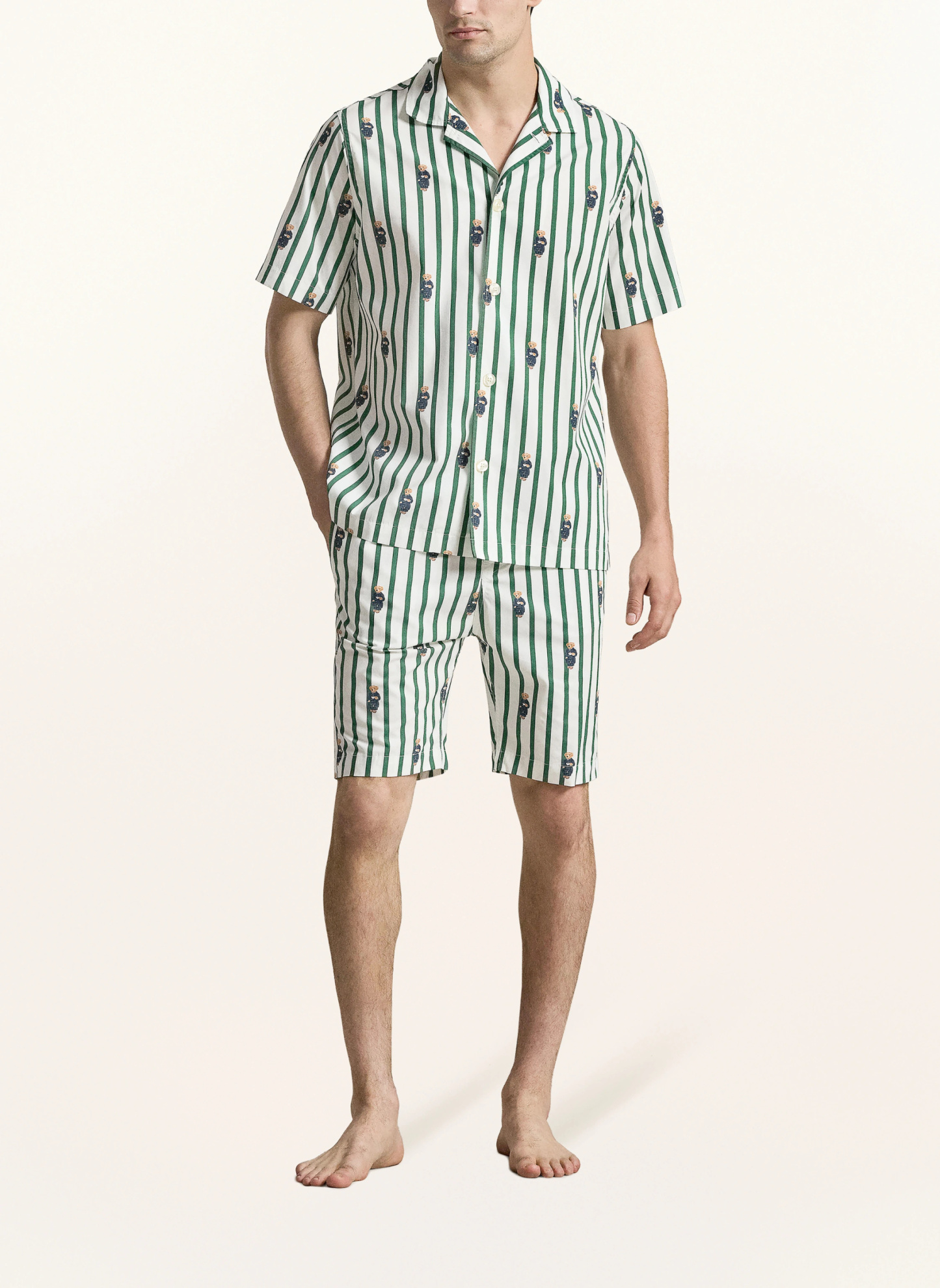 POLO RALPH LAUREN Schlafshirt – GRÜN / WEISS
