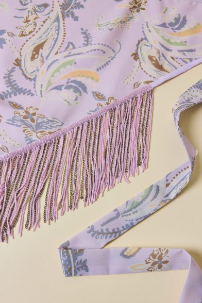 Fringe Trim Triangle Scarf - Lilac