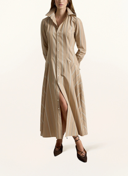 POLO RALPH LAUREN Hemdblusenkleid – BEIGE / DUNKELGRAU / WEISS