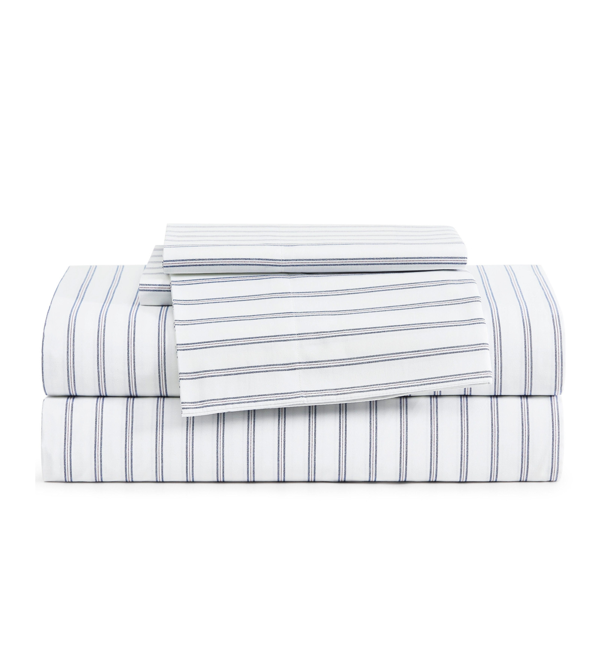 Tommy Hilfiger Printed 200-Thread Count Cotton Percale Sheet Set - Joshua Tree Stripe Blue