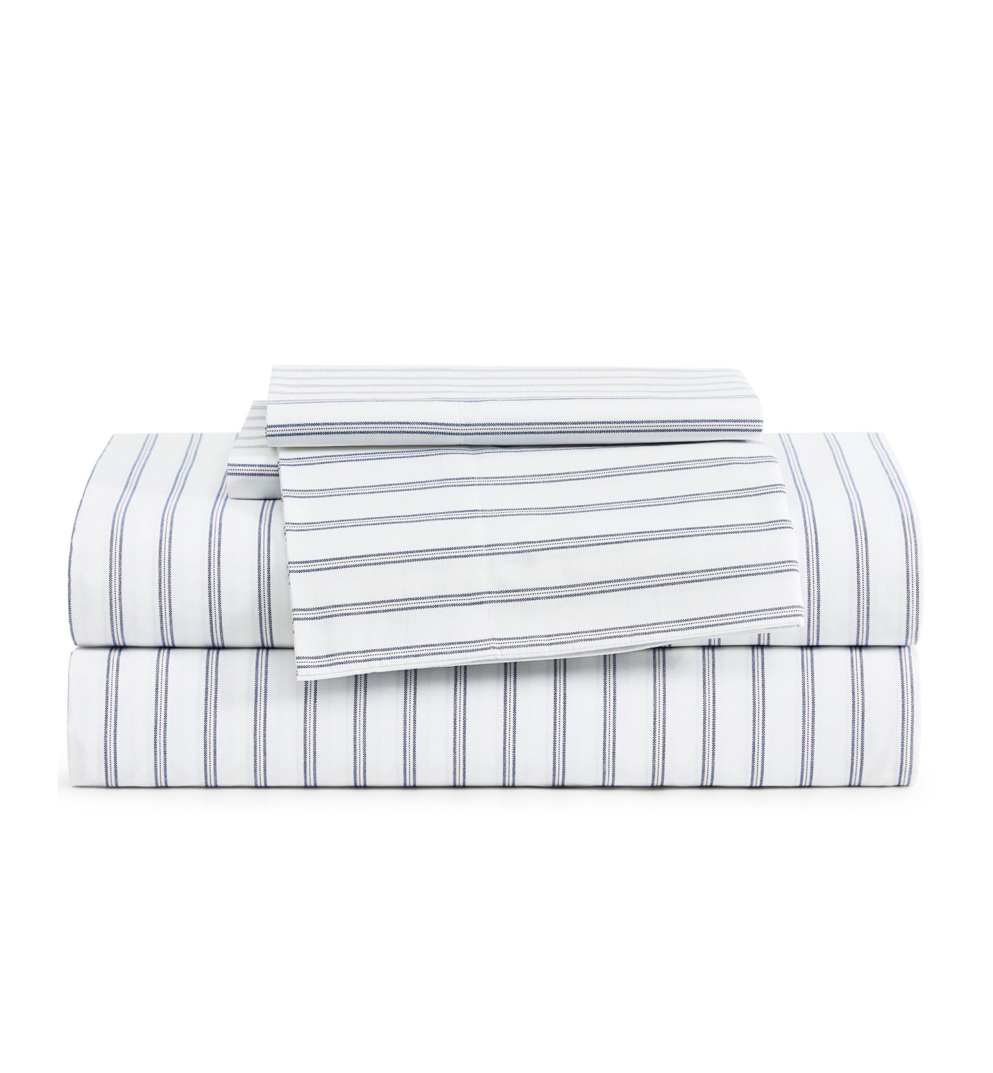Tommy Hilfiger Printed 200-Thread Count Cotton Percale Sheet Set - Joshua Tree Stripe Blue