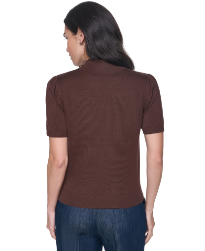 Tommy Hilfiger Women's Short-Sleeve Mock-Neck Puff-Sleeve Sweater - Chicory