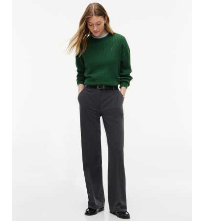 Tommy Hilfiger Women's Fine Gauge Cable-Knit Crewneck Sweater - Deep Evergreen