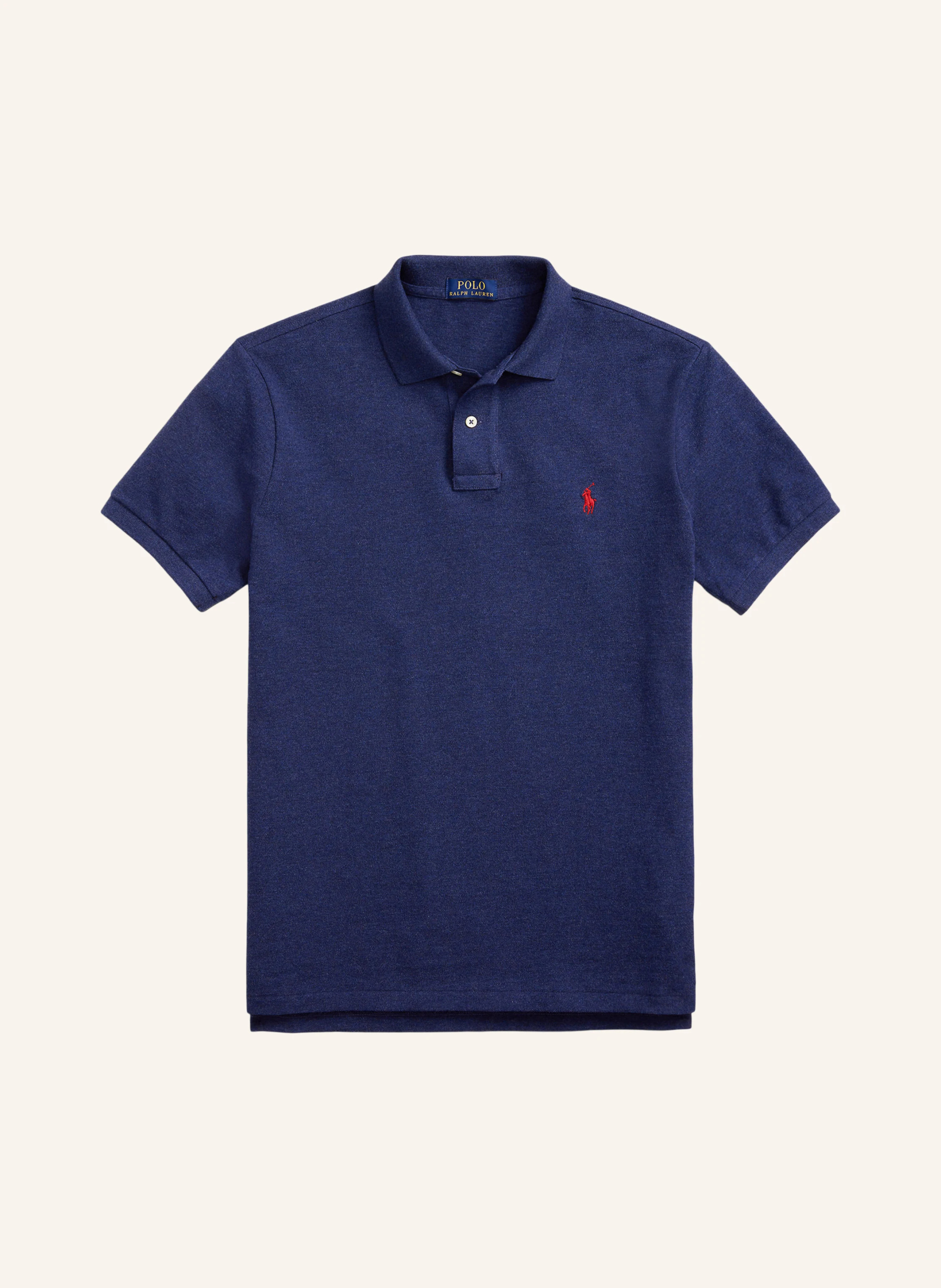 POLO RALPH LAUREN Piqué-Poloshirt Custom Slim Fit – DUNKELBLAU / DUNKELROT