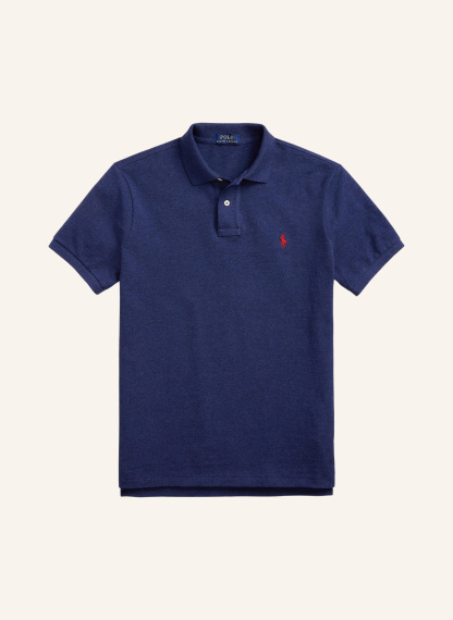 POLO RALPH LAUREN Piqué-Poloshirt Custom Slim Fit – DUNKELBLAU / DUNKELROT