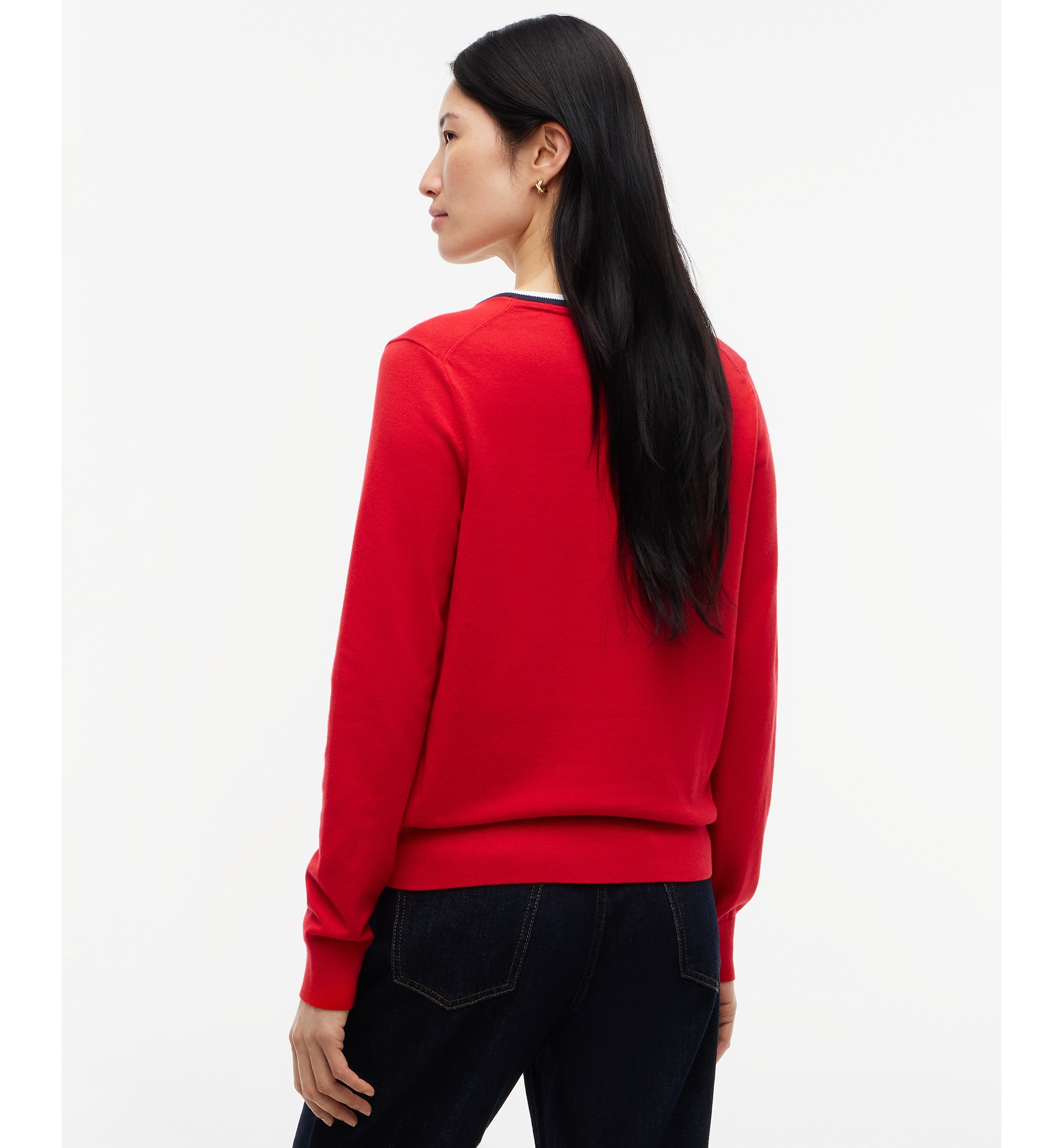 Tommy Hilfiger Women's V-Neck Long-Sleeve Sweater - Red