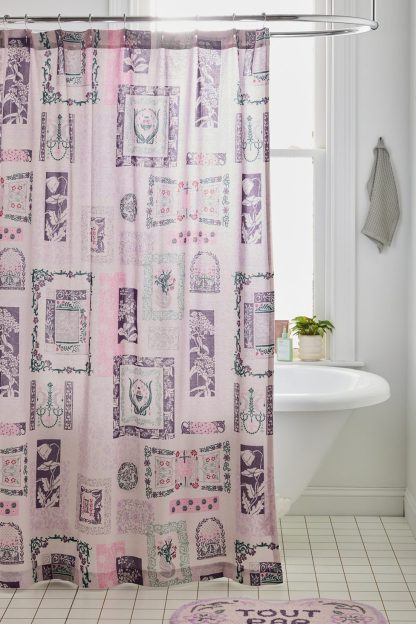 Aurelia Floral Patterned Shower Curtain - Icy Lavender