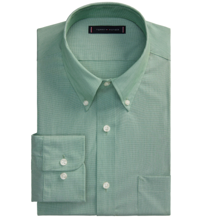 Tommy Hilfiger Men's Regular Fit Wrinkle Resistant Stretch Dress Shirt - Pine