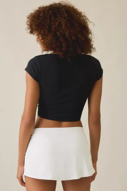 Out From Under Saturday Sculpt Slit Mini Skort - White