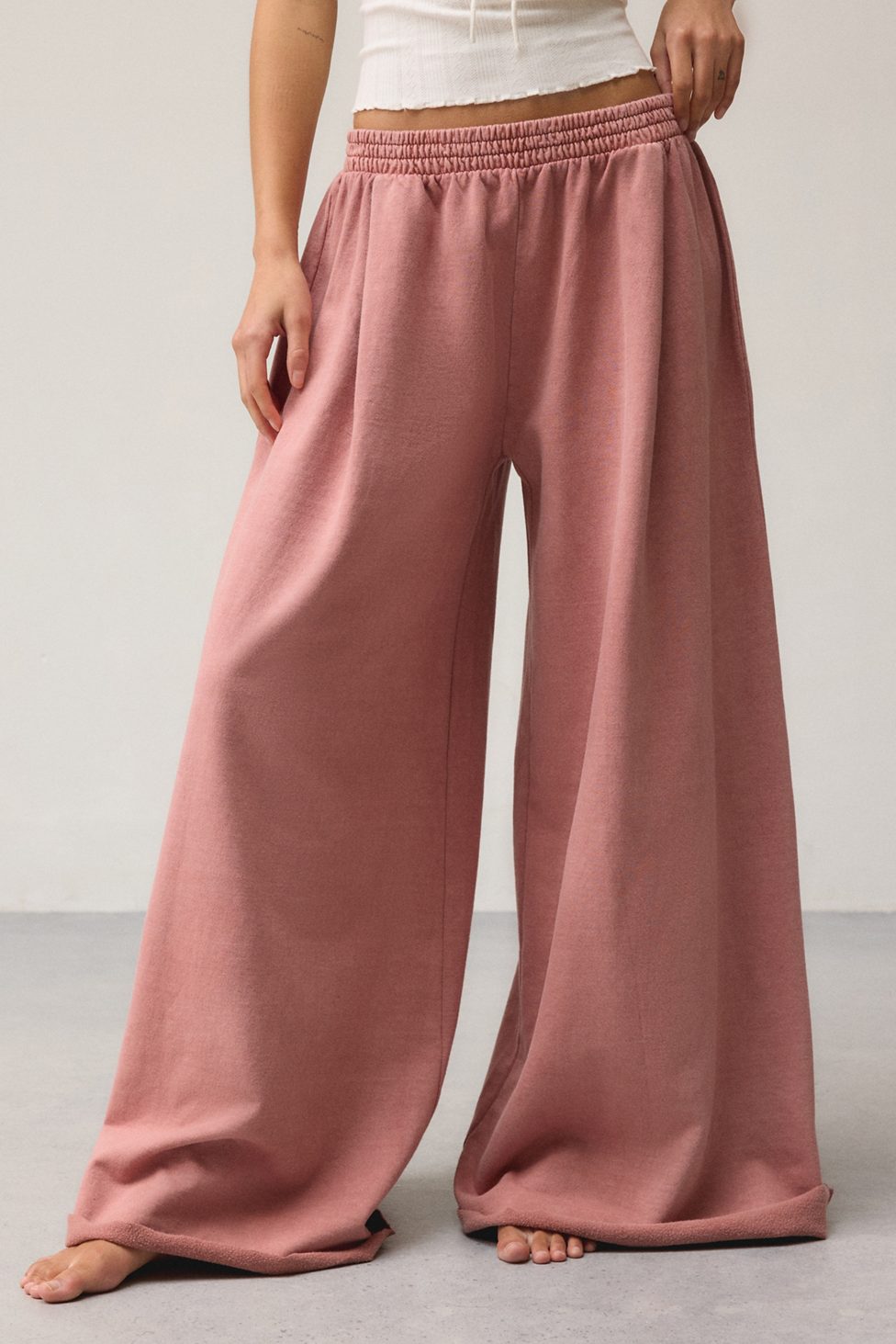 Out From Under Lived In Extreme Wide Leg Sweatpants - Coral