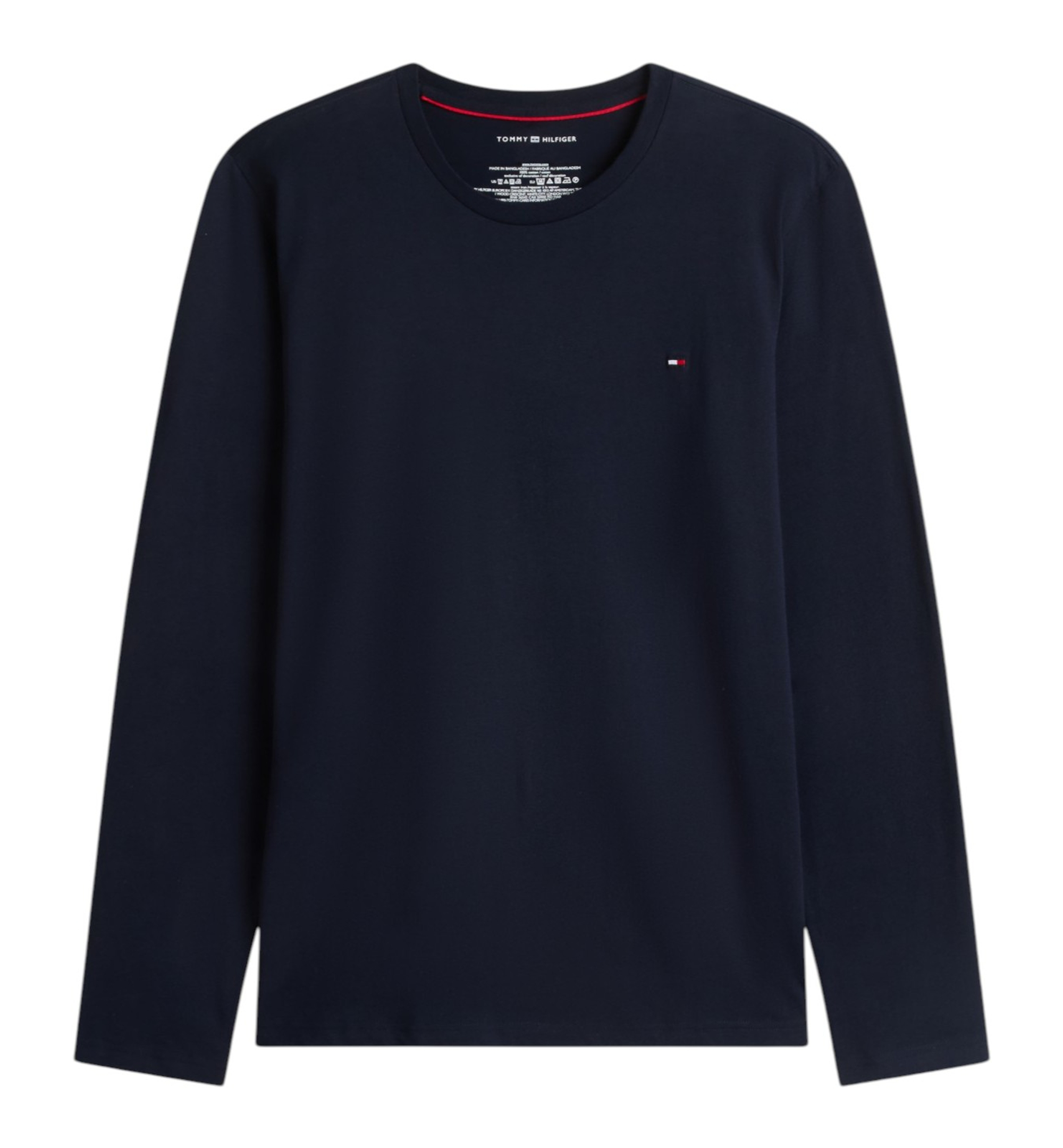 Tommy Hilfiger Men's Core Flag Long-Sleeve Crewneck Cotton Pajama T-Shirt - Dark Navy
