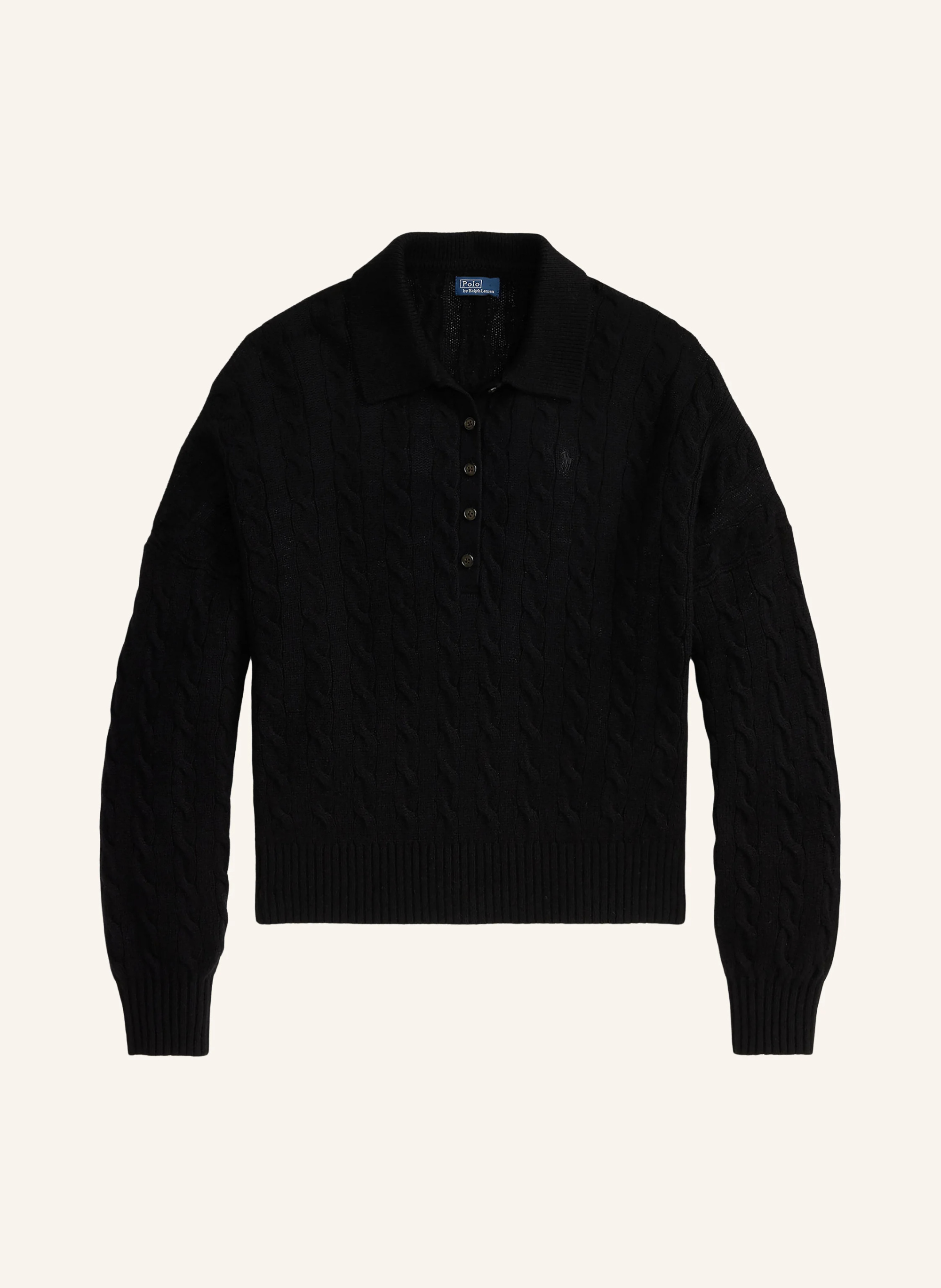POLO RALPH LAUREN Strick-Poloshirt – SCHWARZ