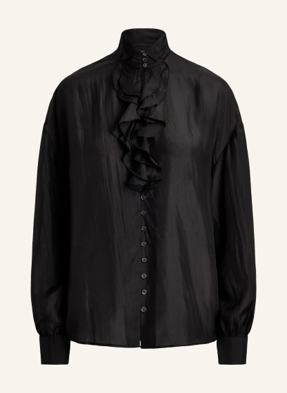 POLO RALPH LAUREN Seidenbluse HABOTAI mit Rüschen – SCHWARZ