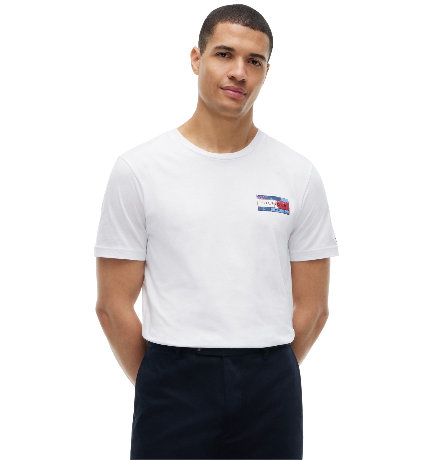 Tommy Hilfiger Men's Brand Love Back Flag Graphic T-Shirt - White