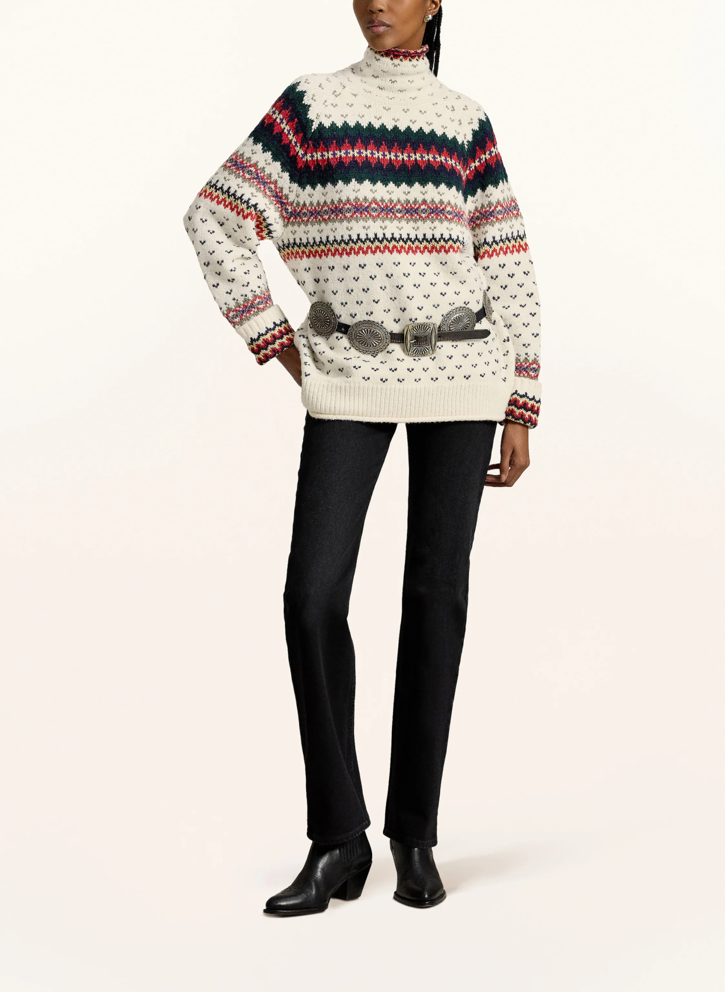 POLO RALPH LAUREN Pullover – CREME / ROT / DUNKELGRÜN