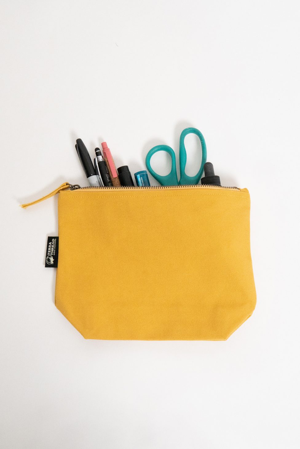 Terra Thread Organic Cotton Canvas Zippered Pouch - Mustard