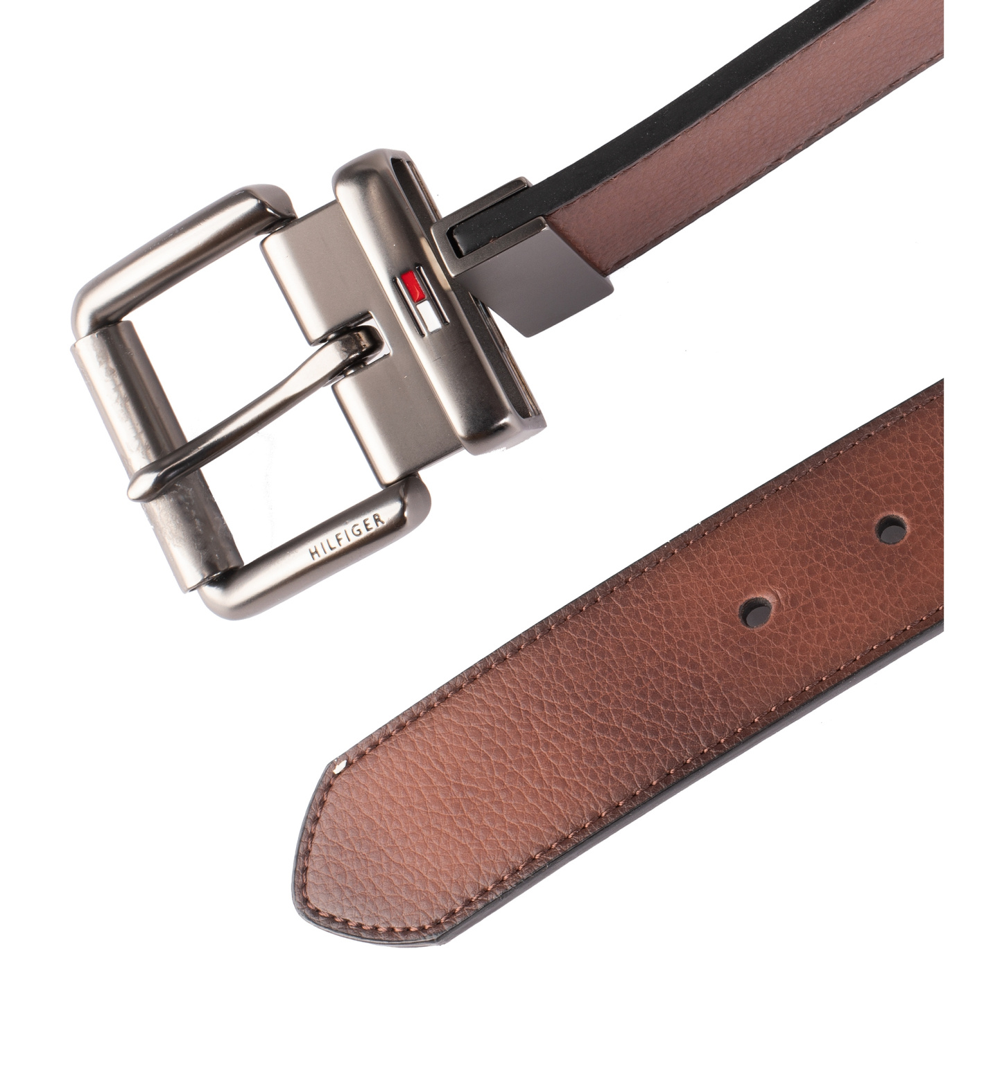 38MM Tommy Hilfiger Men’s Two-In-One Reversible Casual Matte and Pebbled Belt - Brown / Black