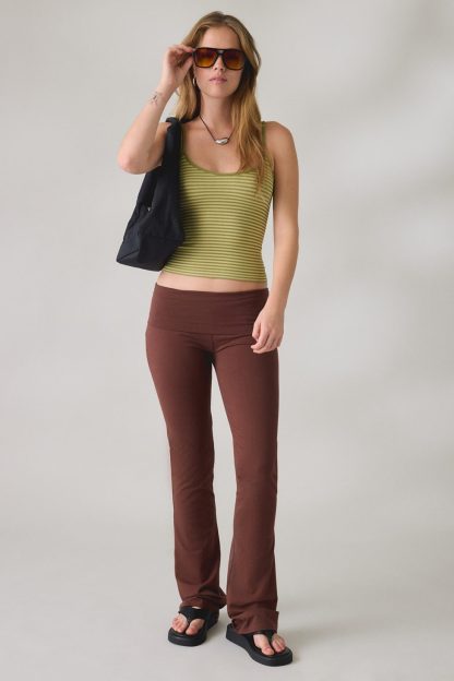 Out From Under Bec Foldover Slim Flare Pants - Chocolate