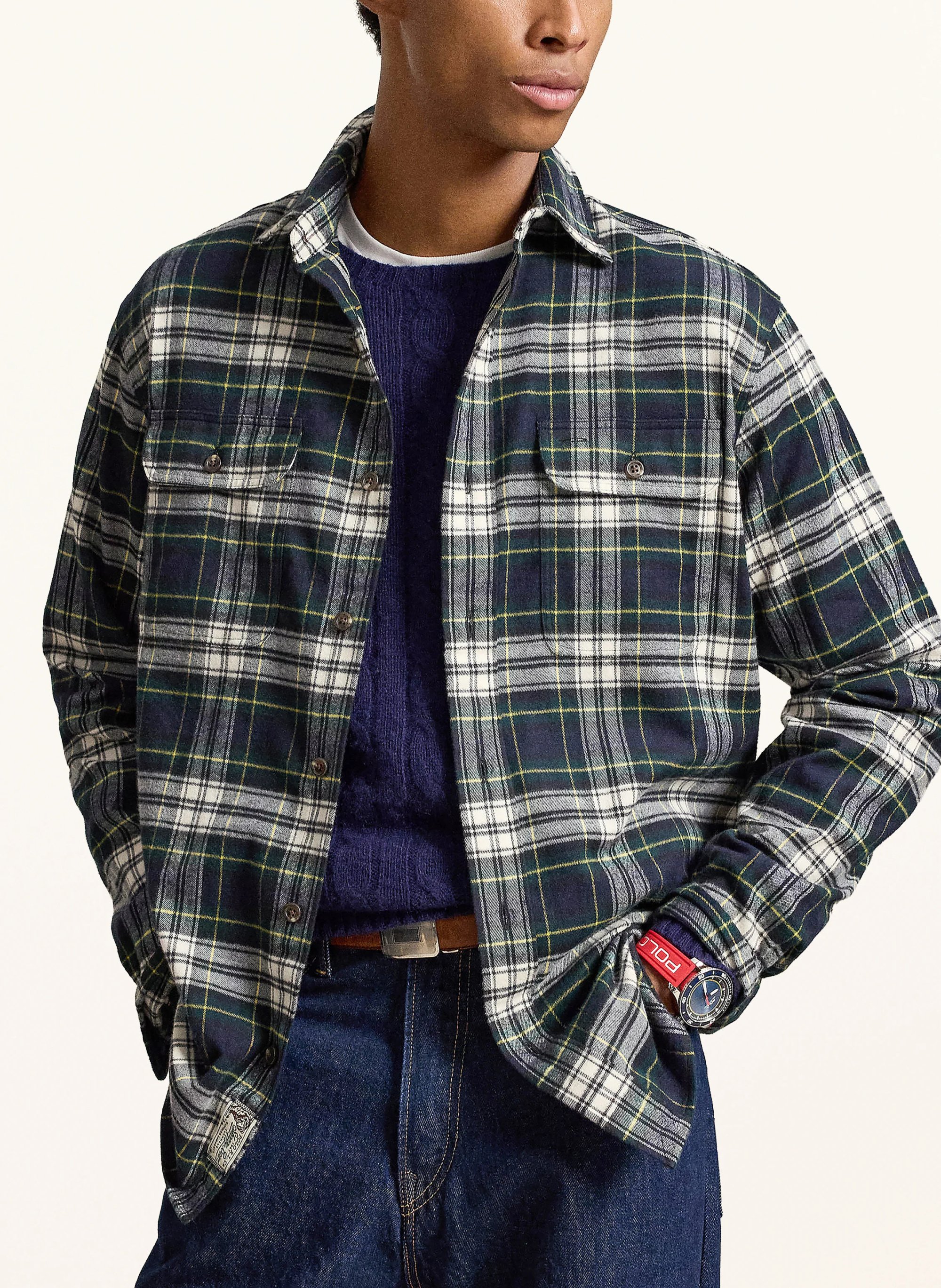 POLO RALPH LAUREN Flanellhemd Classic Fit – DUNKELBLAU / DUNKELGRÜN / WEISS