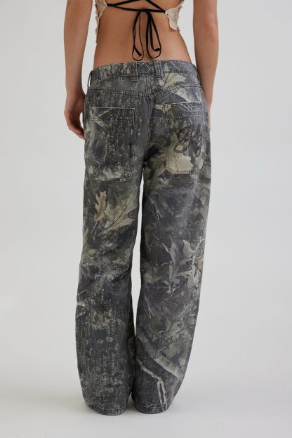BDG Jaya Printed Baggy Pants - Dark Leaf Camo