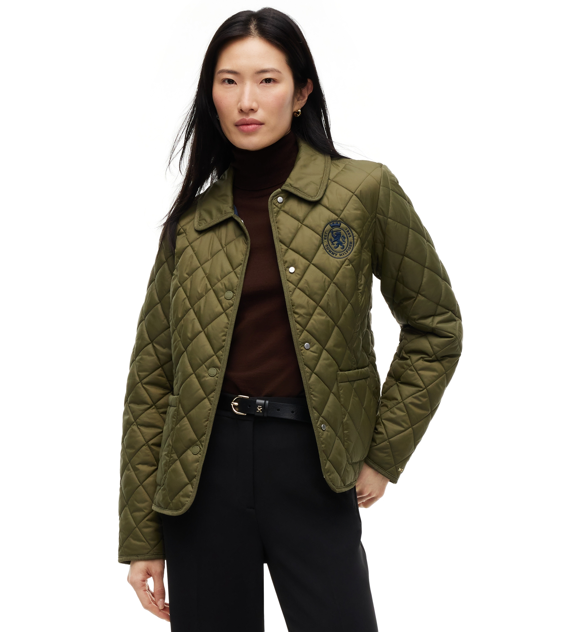 Tommy Hilfiger Women's Crest Quilted Barn Jacket - Utility Olive