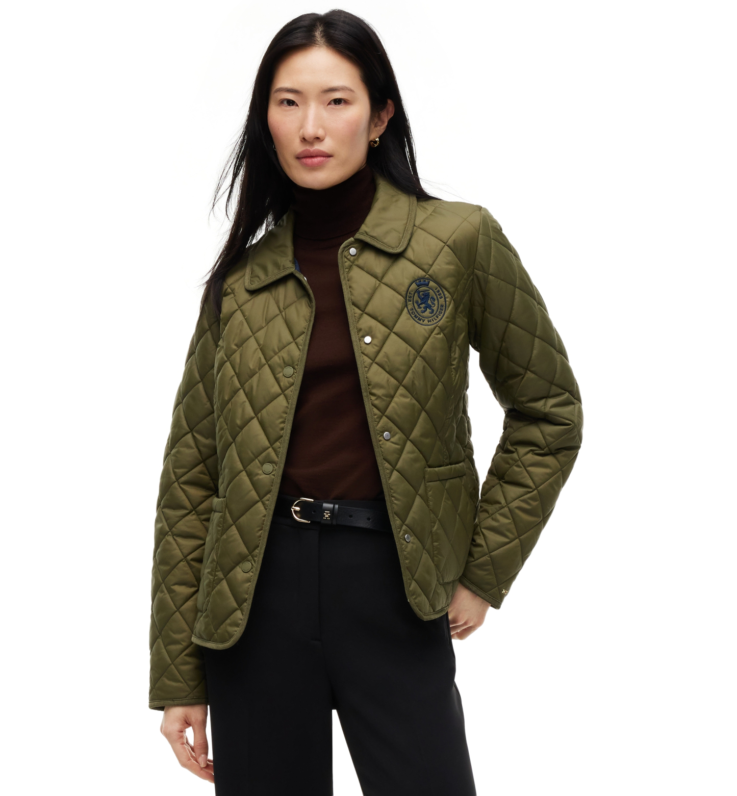 Tommy Hilfiger Women's Crest Quilted Barn Jacket - Utility Olive