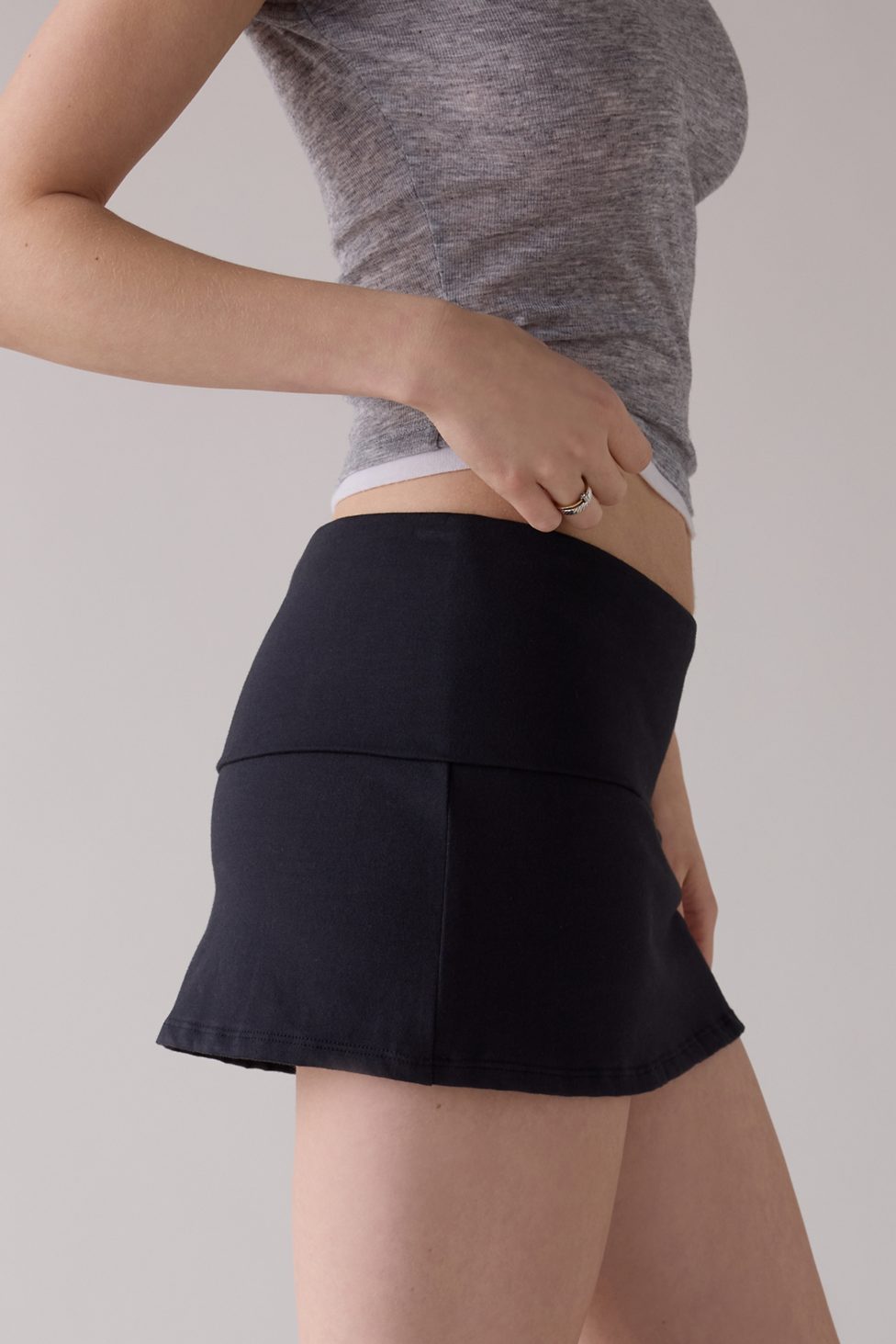 Out From Under Bec Foldover Low-Rise Mini Skort - Black