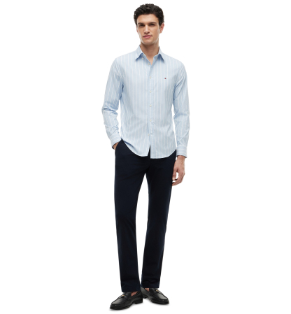 Tommy Hilfiger Men's Performance Poplin Stripe Shirt - Breezy Blue/Stripe