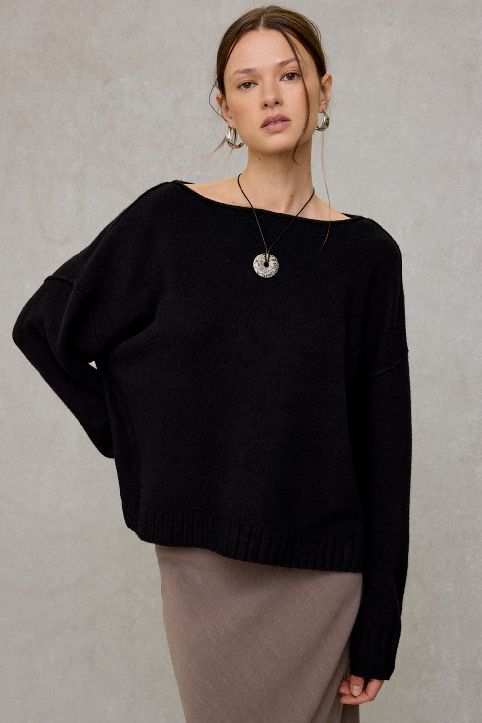 Out From Under So Soft Oversized Off-The-Shoulder Sweater - Black