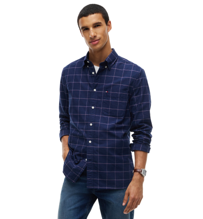 Tommy Hilfiger Men's Heritage Regular-Fit Oxford Windowpane Shirt - Carbon Navy/Check