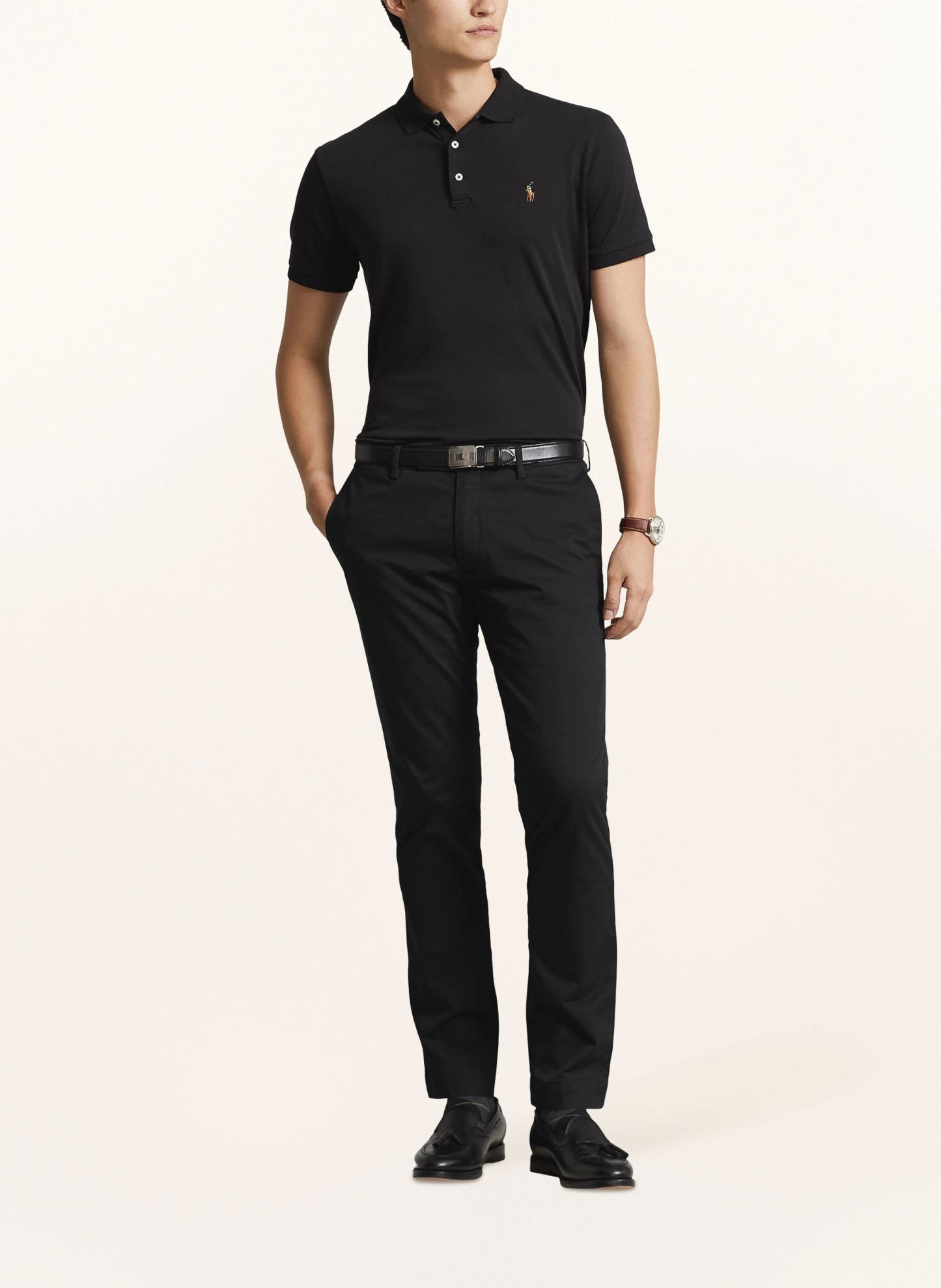 POLO RALPH LAUREN Jersey-Poloshirt Custom Slim Fit – SCHWARZ
