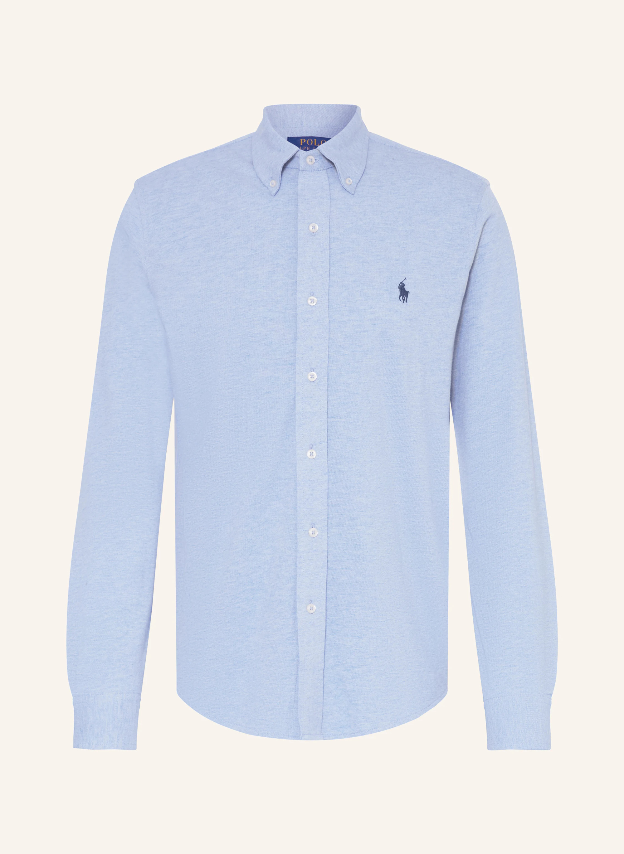 POLO RALPH LAUREN Piqué-Hemd Custom Fit – HELLBLAU / DUNKELBLAU